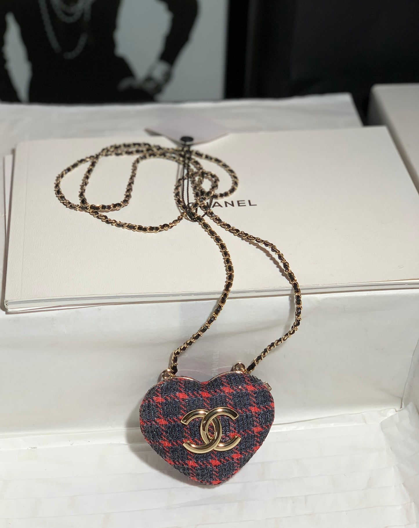 ChanelLong Necklace Bag Dark Blue For Women, Women’s Bags 3in/7.6cm