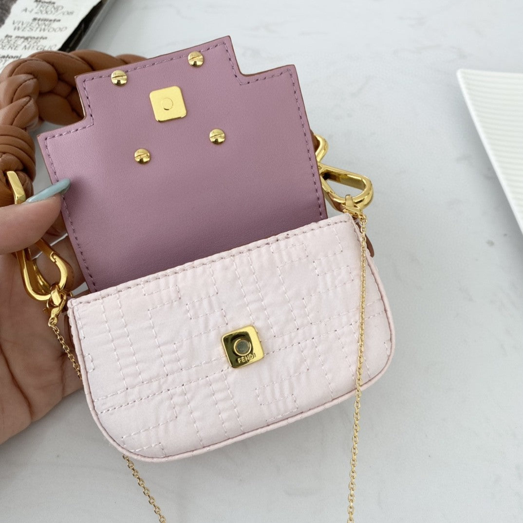 FI Nano Baguette Maxi Handle Pink and Brown Bag For Woman 6.5cm/2.5in