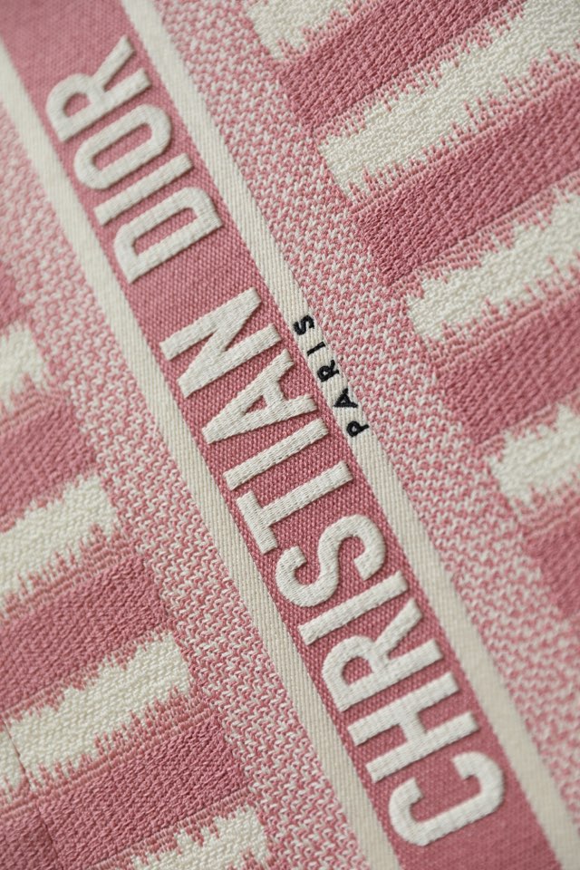 DI Medium Book Tote Pink D-Stripes Embroidery For Women 36cm/16.5in CD