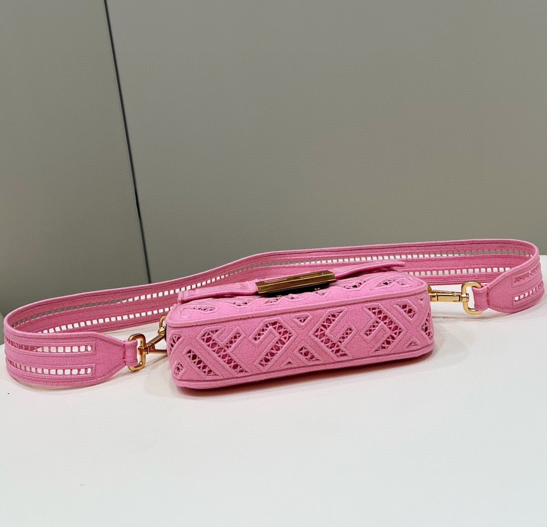 FI Baguette Pink with Embroidery Small Bag For Woman 21cm/8in