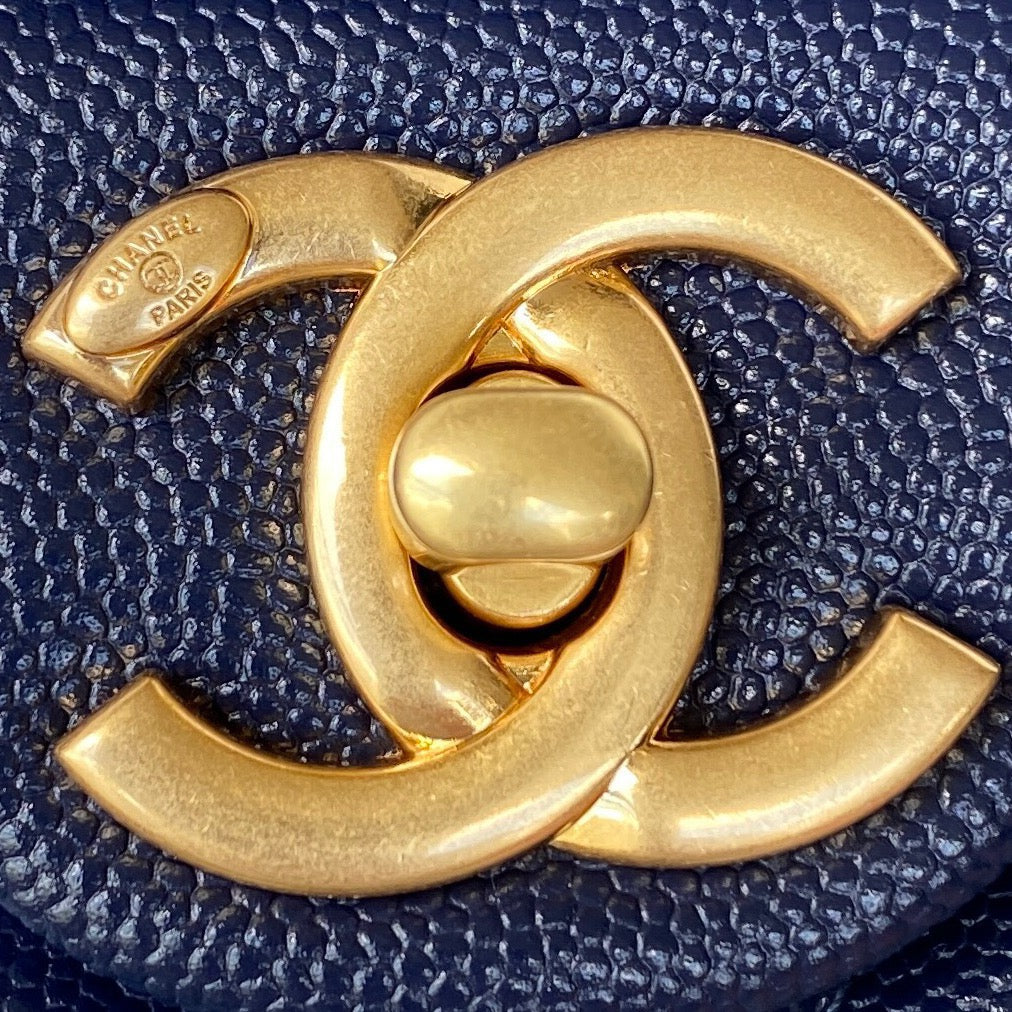 ChanelMini Flap Bag With Top Handle Gold Hardware Navy Blue For Women, Women’s Handbags, Shoulder Bags 7.9in/20cm AS2431 B08846 NJ532