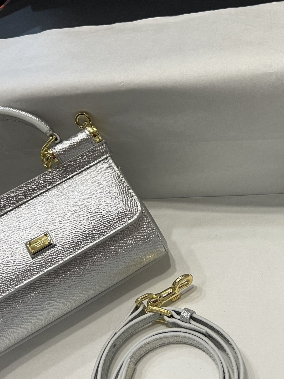 DG Small Sicily Bag In Dauphine Silver For Women 7.5in/19cm DG