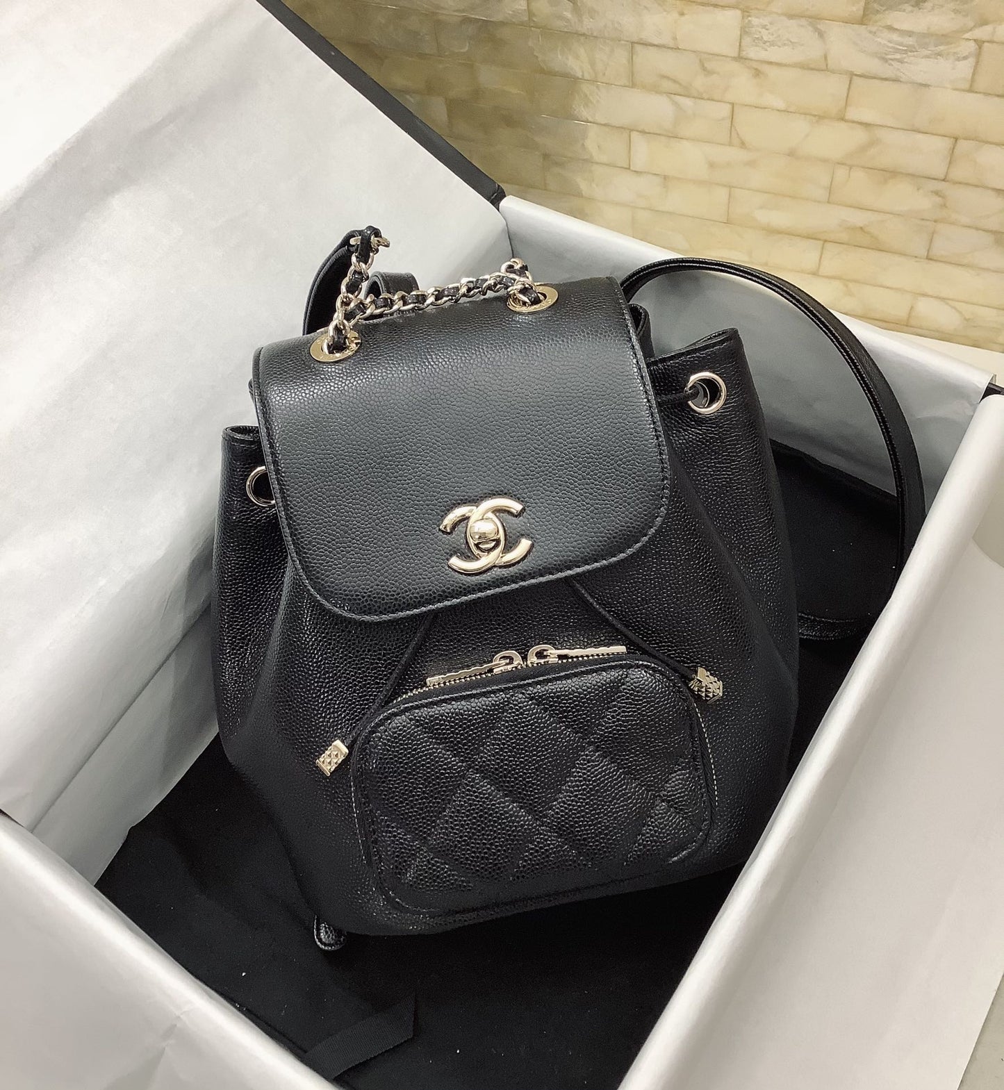ChanelSmall Affinity Backpack Black For Women, Women’s Bags 9.8in/25cm