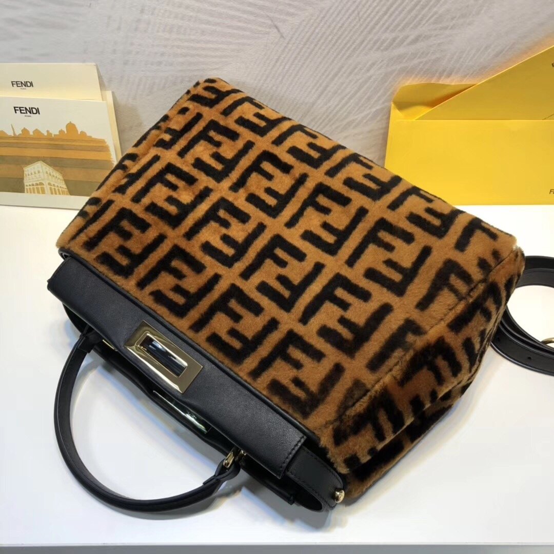 FI Peekaboo Handle Bag Brown For Women, Women’s Bags 14.9in/38cm FF