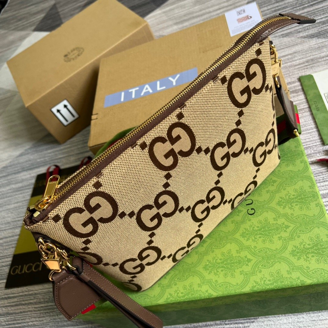 gg Jumbo gg Messenger Bag Camel And Ebony Jumbo gg Canvas For Women 9.6in/24.5cm gg 703468 92THF 1000