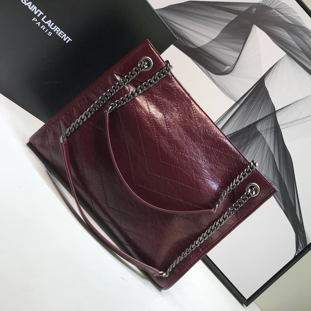 YSSL Niki Medium Shopping Bag Burgundy For Women 12.6in/32cm YSL