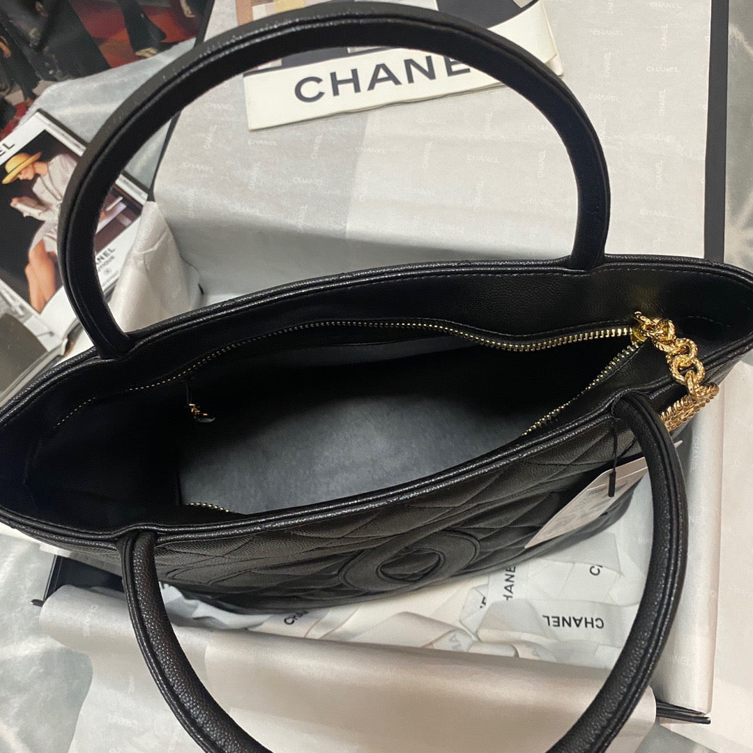 ChanelMedallion Tote Gold Hardware Caviar Black For Women, Women’s Handbags, Shoulder Bags 15.6in/32cm