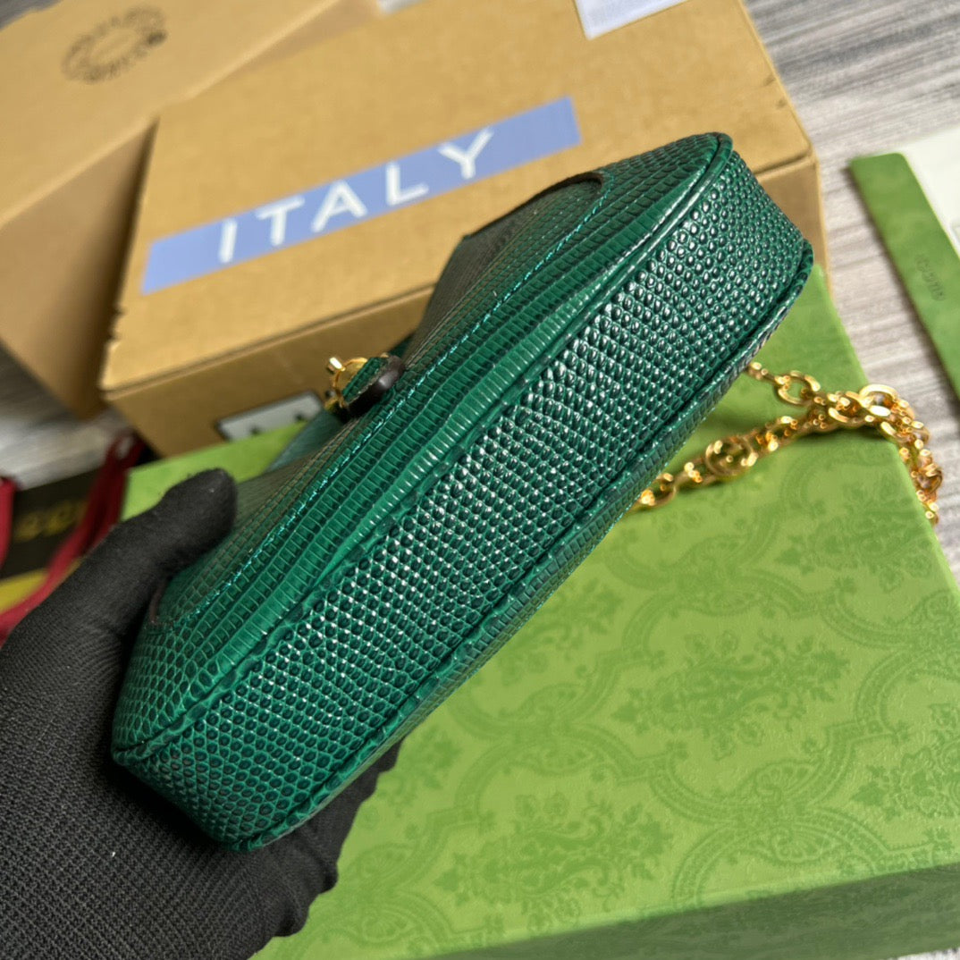 gg Jackie 1961 Lizard Mini Bag Green For Women, Women’s Bags 7.5in/19cm gg 