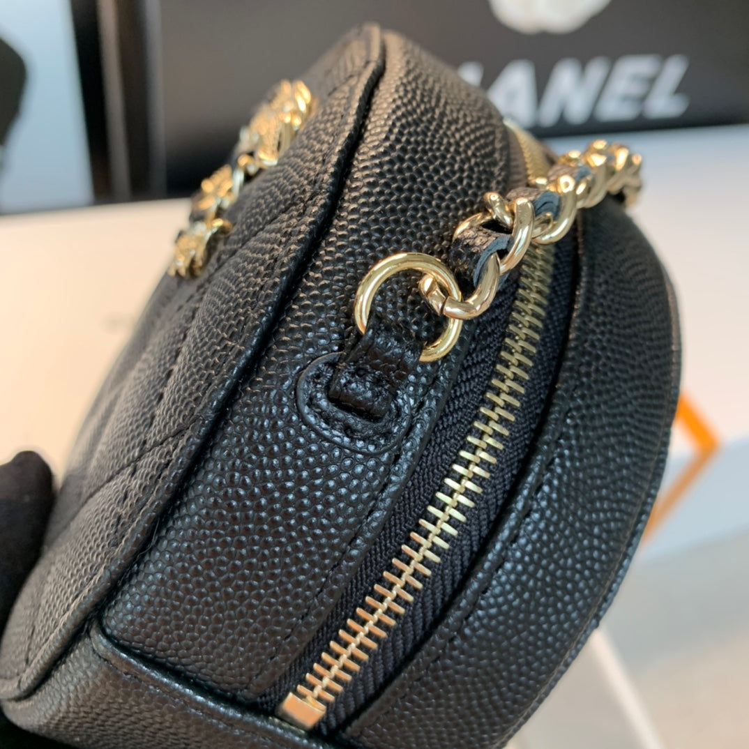 ChanelRound Bag Crossbody Black For Women 4.7in/12cm