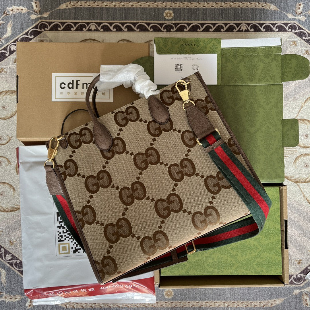 gg Tote Bag With Jumbo Camel And Ebony Jumbo gg Canvas For Women 14.6in/37cm 678839 UKMDG 2570