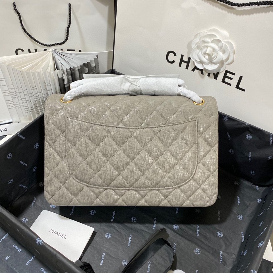 ChanelLarge Classic Handbag Gold Hardware Grey For Women, Women’s Handbags, Shoulder Bags 11.8in/30cm