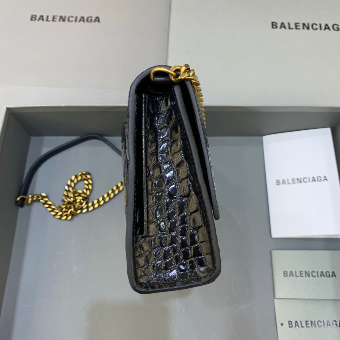 Balen Hourglass Wallet On Chain in Black, For Women, Bags 9in/23cm