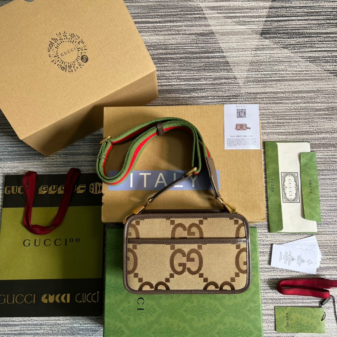 gg Jumbo gg Mini Bag Camel And Ebony Jumbo gg Canvas For Women 8.9in/22.5cm gg 696075 UKMDG 2570