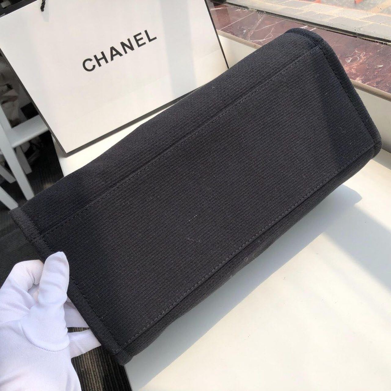 Chanel Deauville Tote Canvas Bag Black For Women, Women’s Handbags, Shoulder Bags 15in/38cm A66941