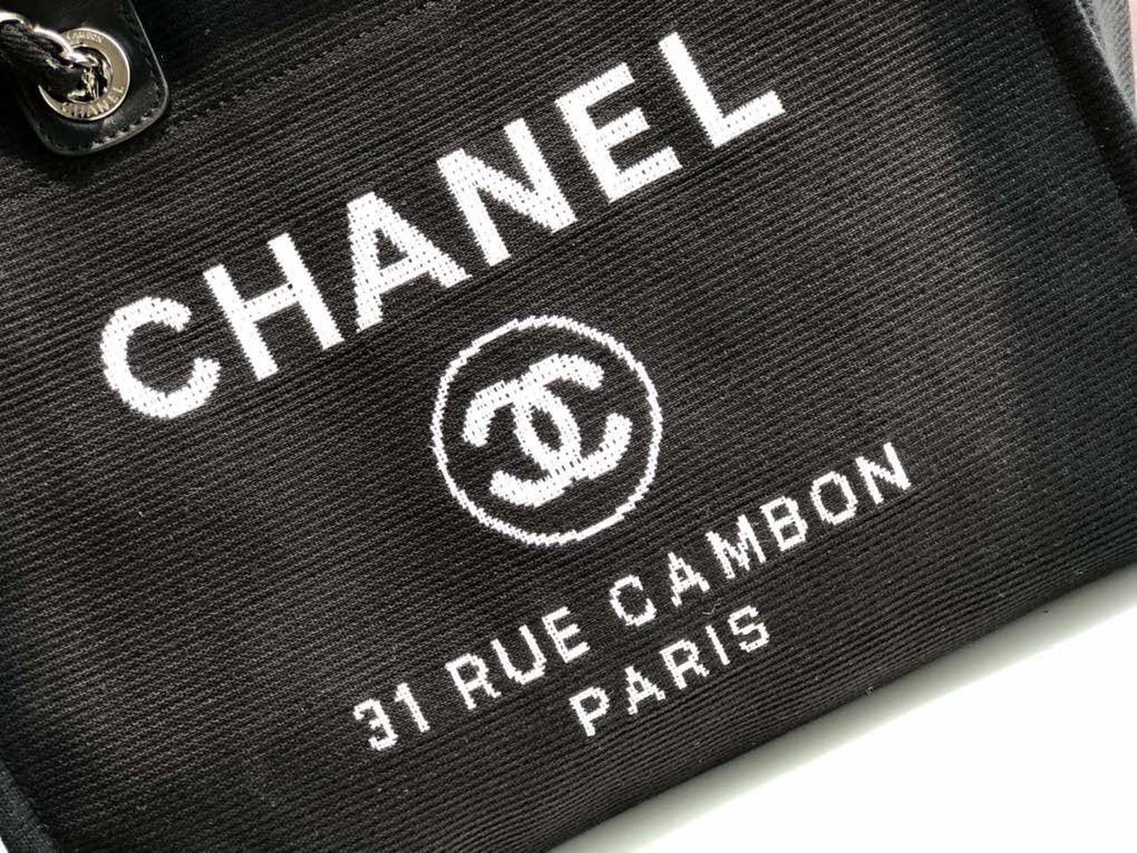 Chanel Deauville Tote Canvas Bag Black For Women, Women’s Handbags, Shoulder Bags 15in/38cm A66941