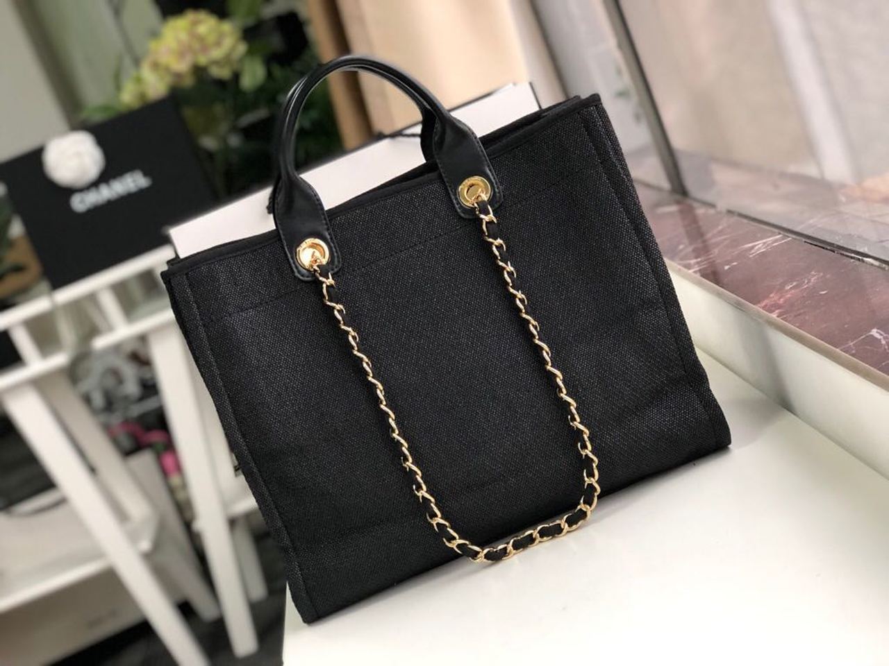 Chanel Deauville Tote 38cm Black/Grey For Women A66941