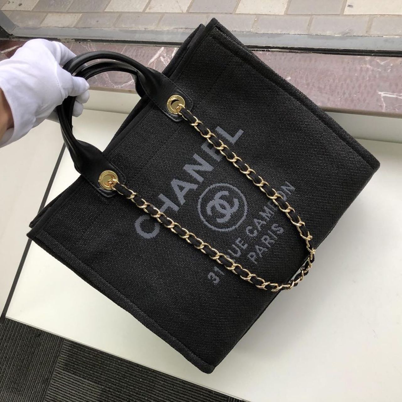 Chanel Deauville Tote 38cm Black/Grey For Women A66941