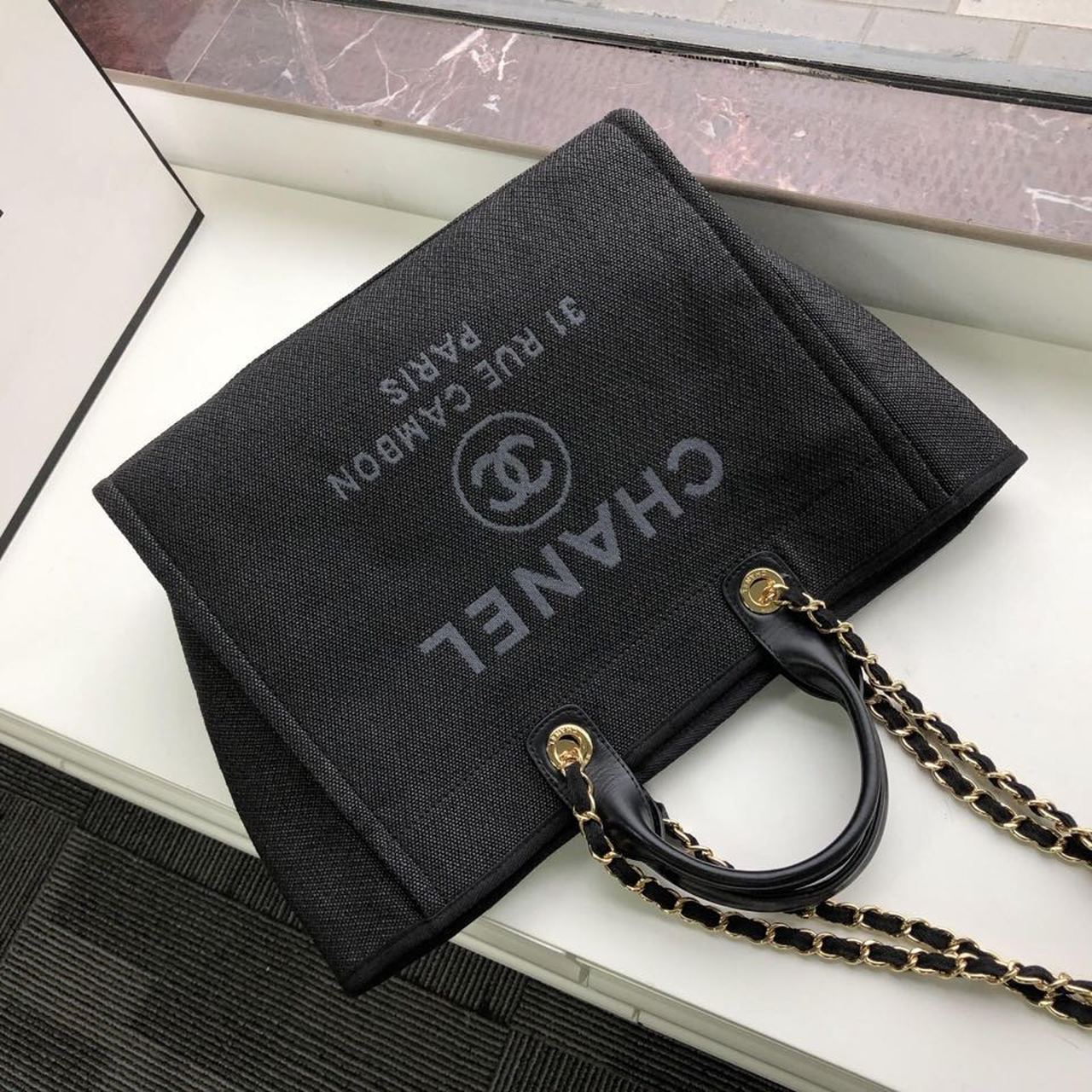 Chanel Deauville Tote 38cm Black/Grey For Women A66941