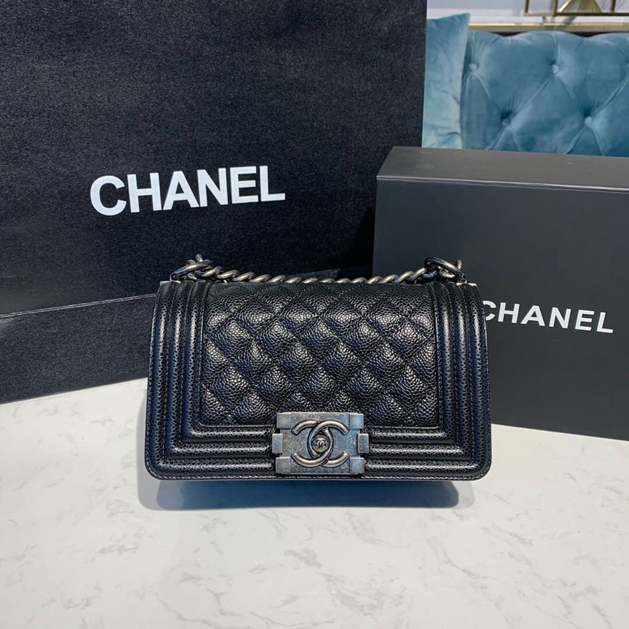 ChanelSmall Boy Handbag Silver Hardware Black For Women, Women’s Bags, Shoulder And Crossbody Bags 7.8in/20cm A67085