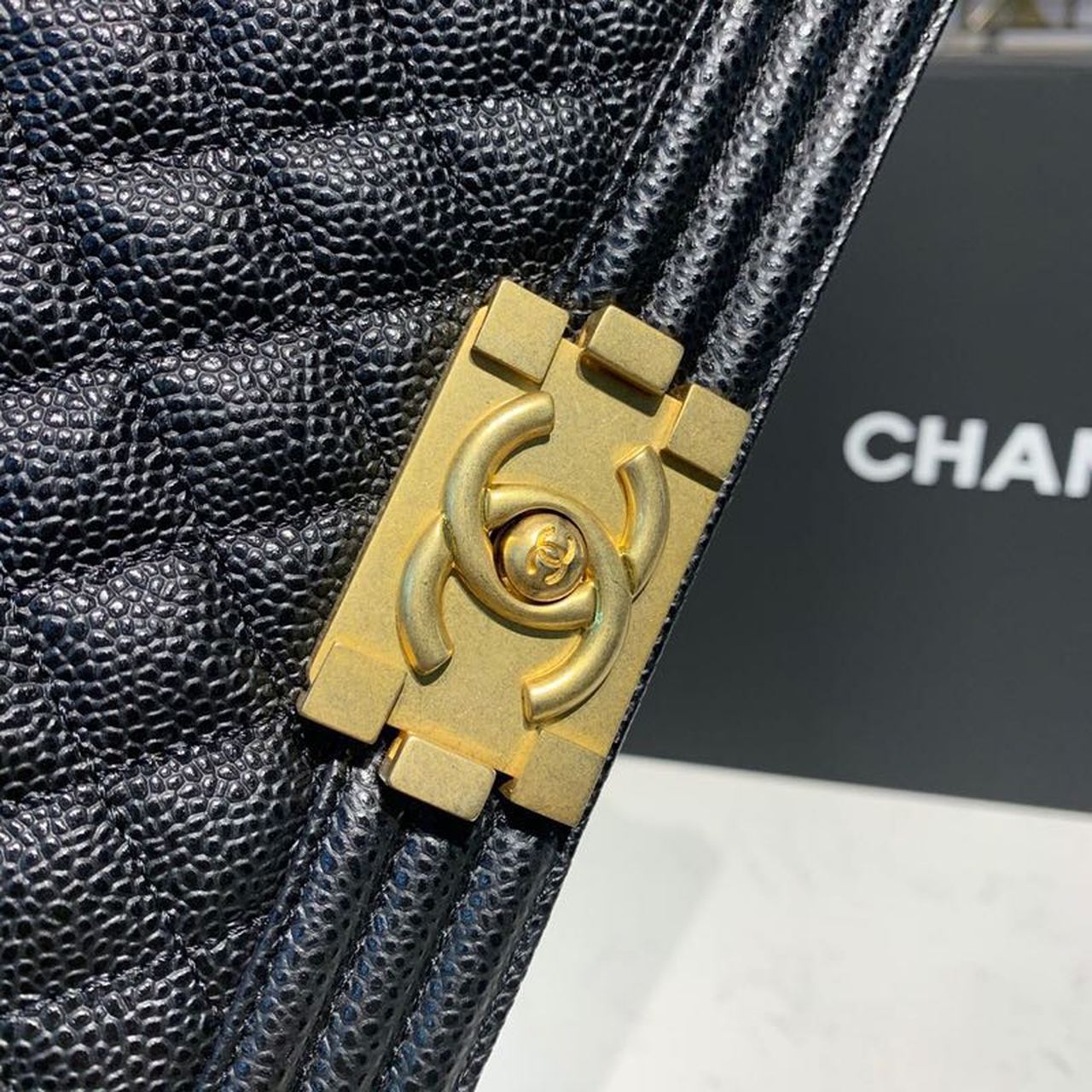 CHL Boy Handbag Gold Toned Hardware Black For Women, Women’s Bags, Shoulder And Crossbody Bags 9.8in/25cm A67086