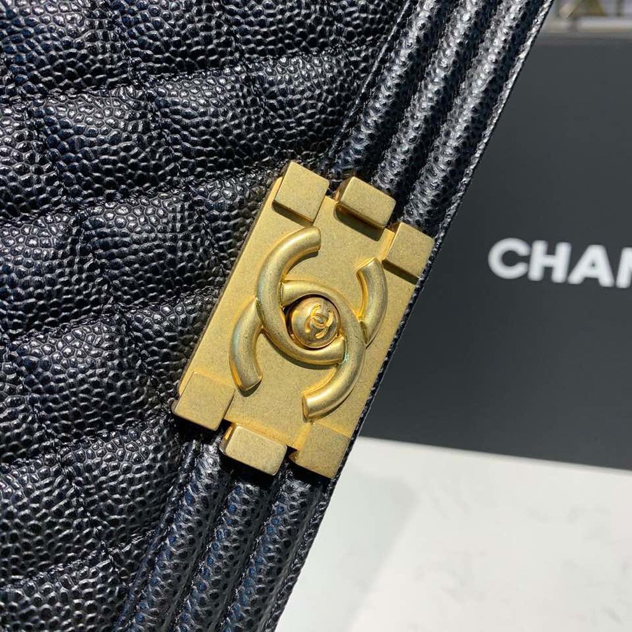 CHL Boy Handbag Gold Toned Hardware Black For Women, Women’s Bags, Shoulder And Crossbody Bags 9.8in/25cm A67086