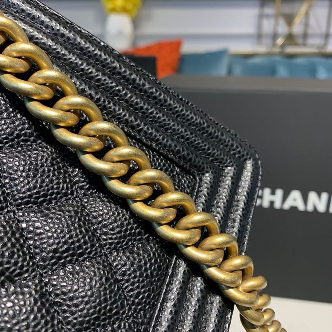 CHL Boy Handbag Gold Toned Hardware Black For Women, Women’s Bags, Shoulder And Crossbody Bags 9.8in/25cm A67086