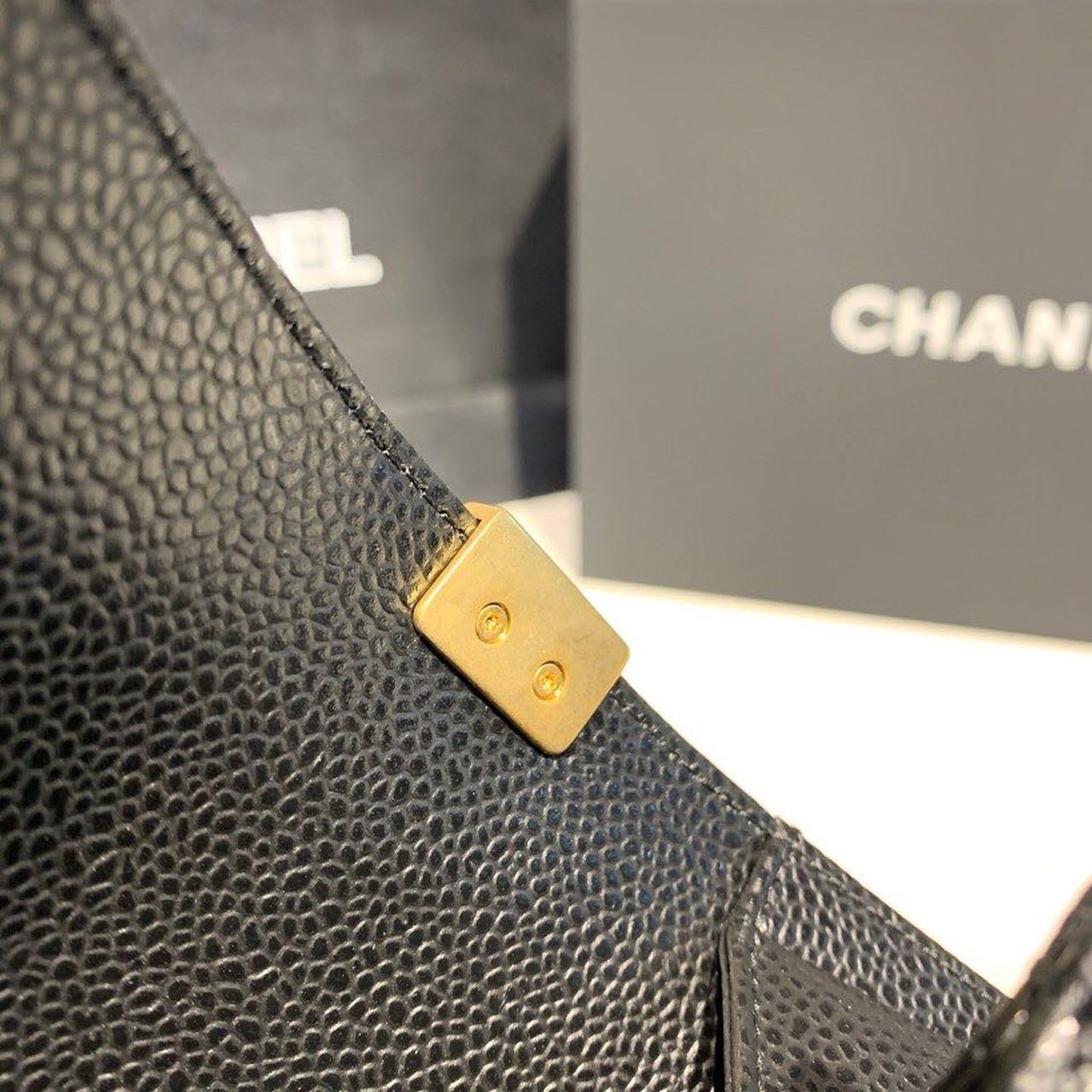 CHL Boy Handbag Gold Toned Hardware Black For Women, Women’s Bags, Shoulder And Crossbody Bags 9.8in/25cm A67086