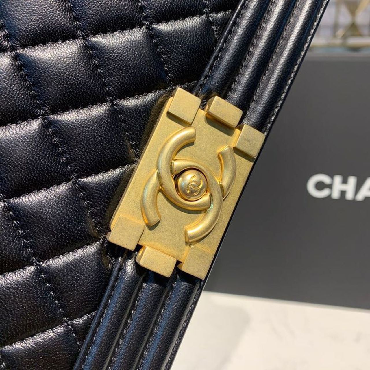 CHL Boy Handbag Gold Toned Hardware Black For Women, Women’s Bags, Shoulder And Crossbody Bags 9.8in/25cm A67086