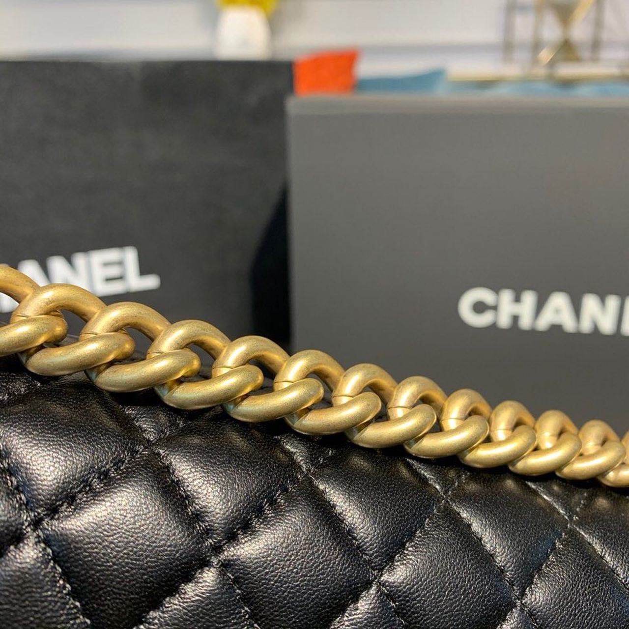 CHL Boy Handbag Gold Toned Hardware Black For Women, Women’s Bags, Shoulder And Crossbody Bags 9.8in/25cm A67086