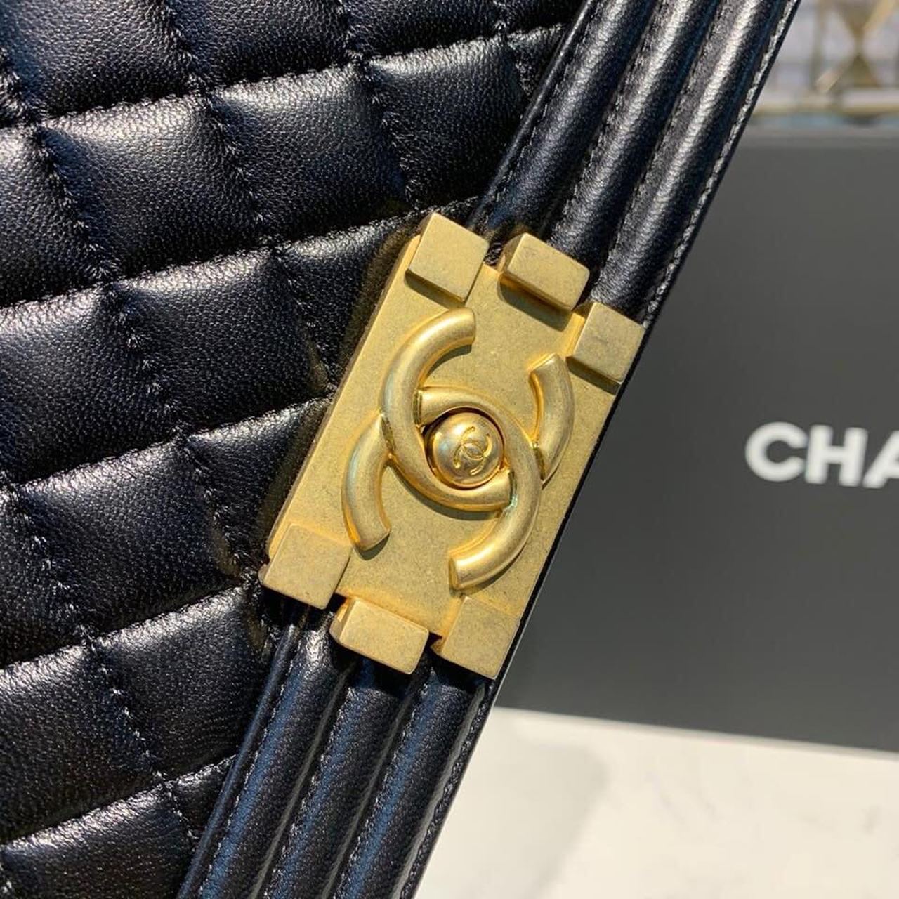 CHL Boy Handbag Gold Toned Hardware Black For Women, Women’s Bags, Shoulder And Crossbody Bags 9.8in/25cm A67086