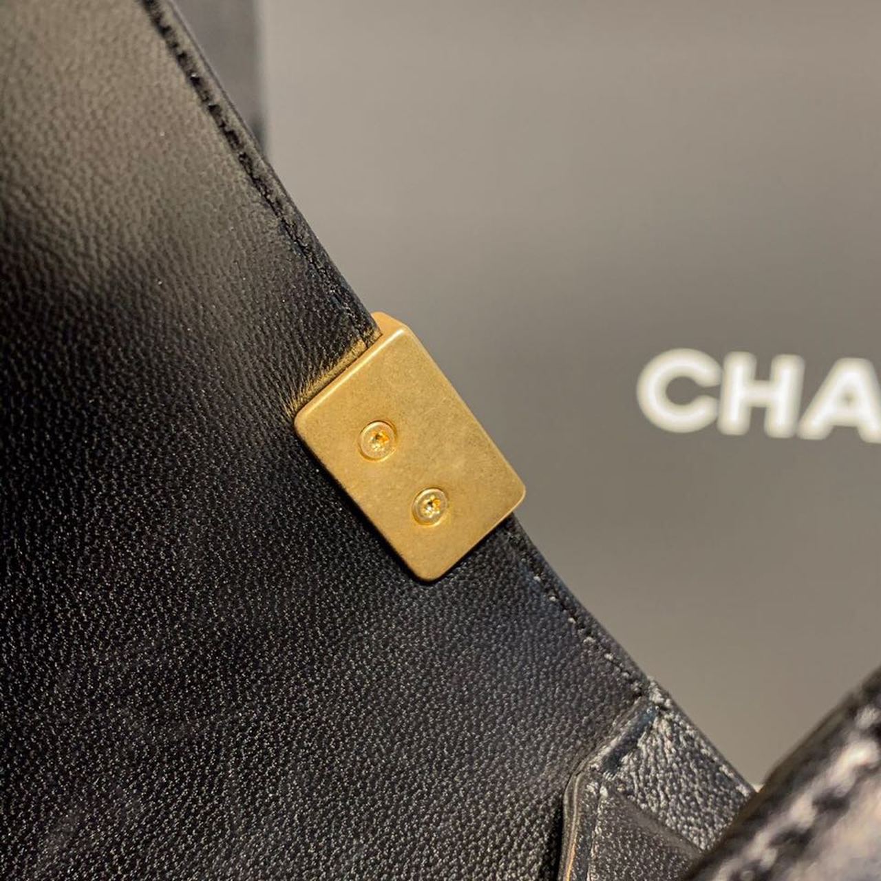 CHL Boy Handbag Gold Toned Hardware Black For Women, Women’s Bags, Shoulder And Crossbody Bags 9.8in/25cm A67086