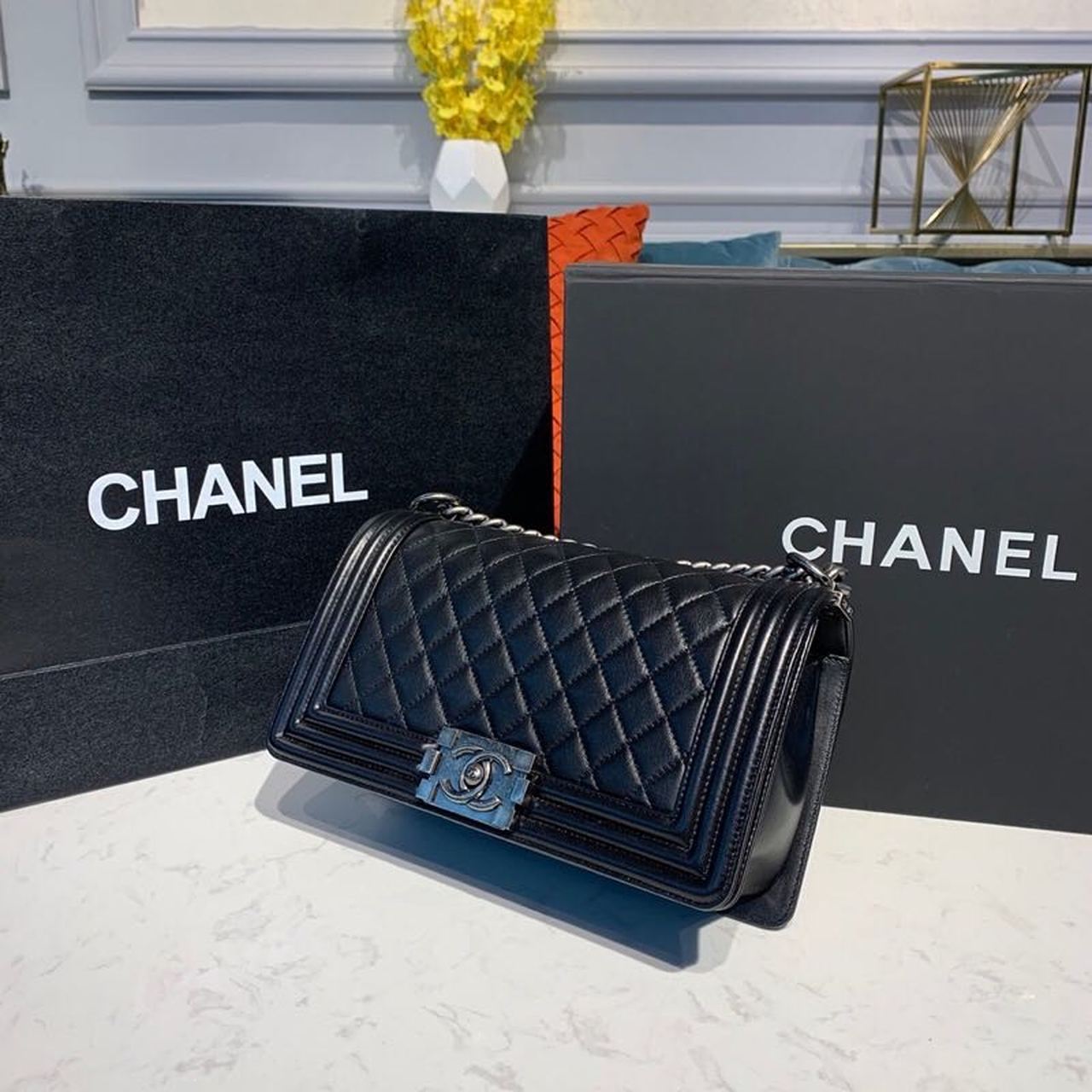 CHL Boy Handbag Silver Hardware Black For Women, Women’s Bags, Shoulder And Crossbody Bags 9.8in/25cm A67086