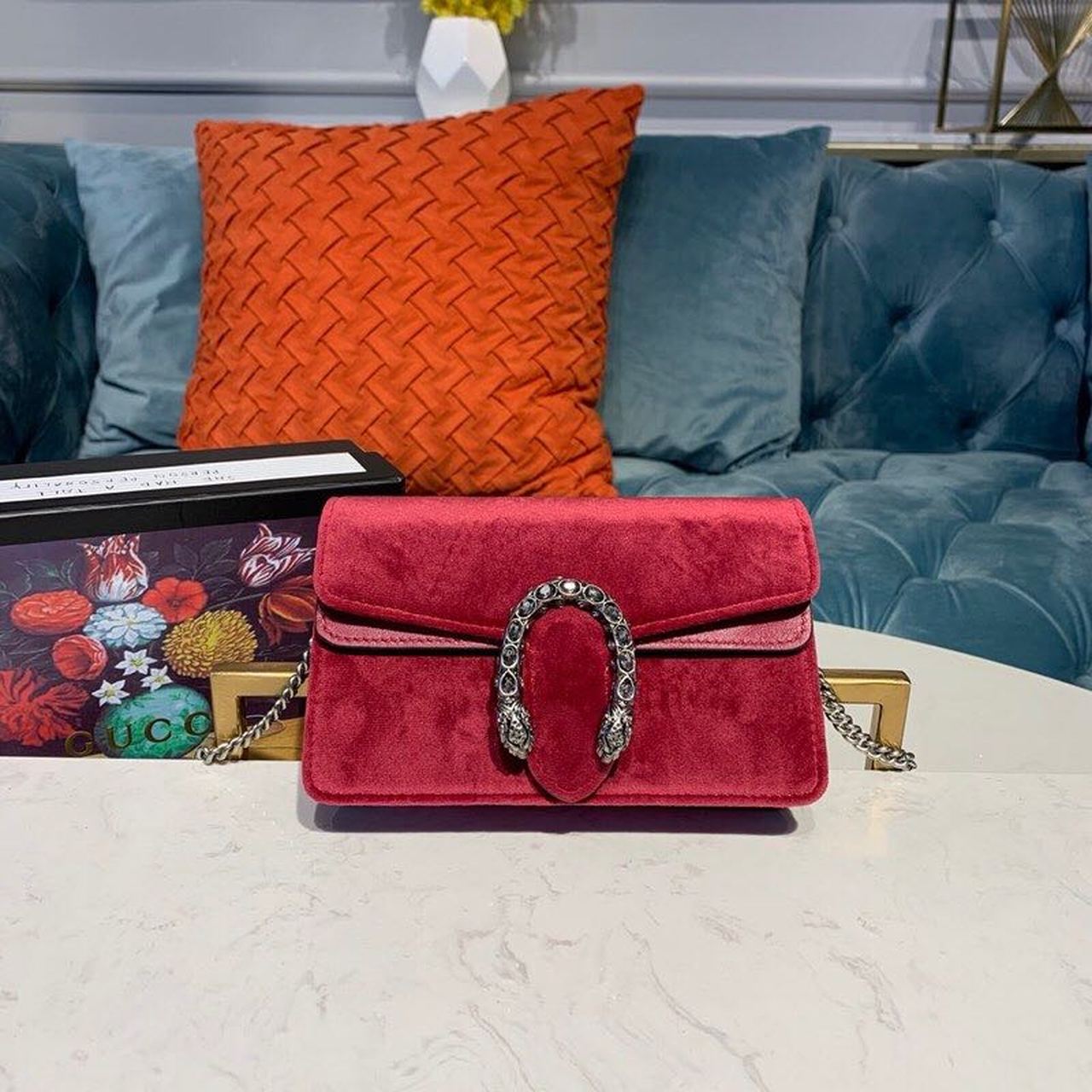 gg Dionysus gg Super Mini Bag Red Corduroy For Women 6.5in/17cm gg