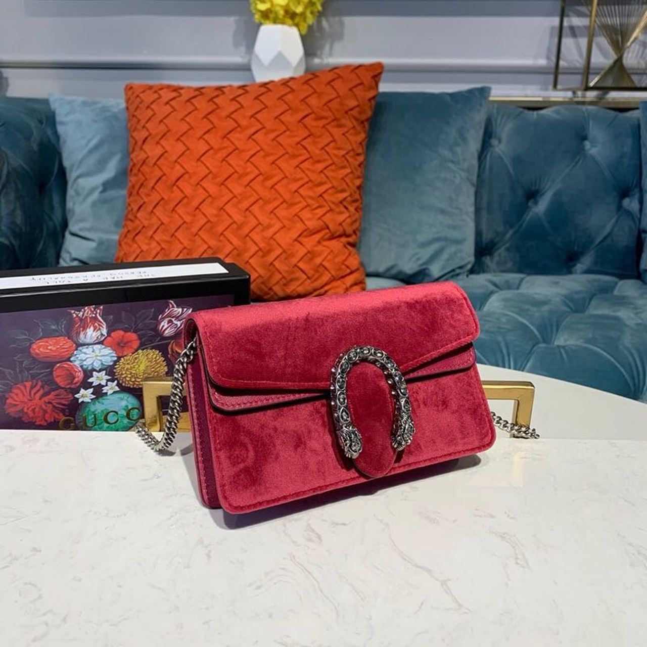 gg Dionysus gg Super Mini Bag Red Corduroy For Women 6.5in/17cm gg