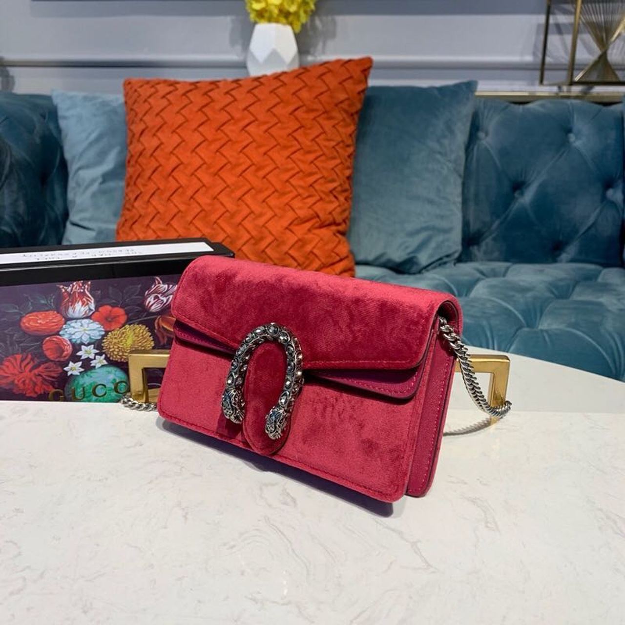 gg Dionysus gg Super Mini Bag Red Corduroy For Women 6.5in/17cm gg