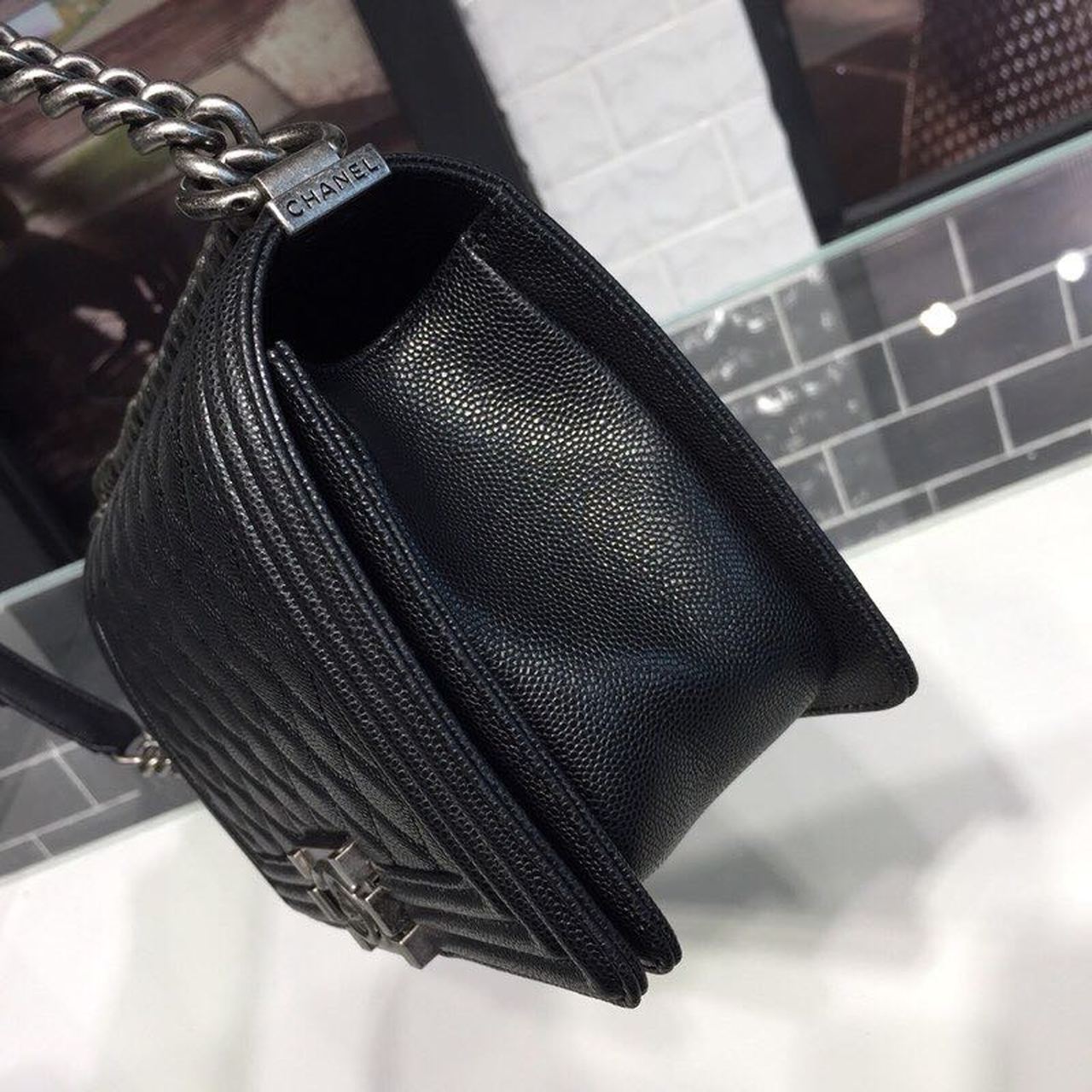 CHL Boy Handbag Silver Hardware Black For Women, Women’s Handbags, Shoulder And Crossbody Bags 9.8in/25cm A67086