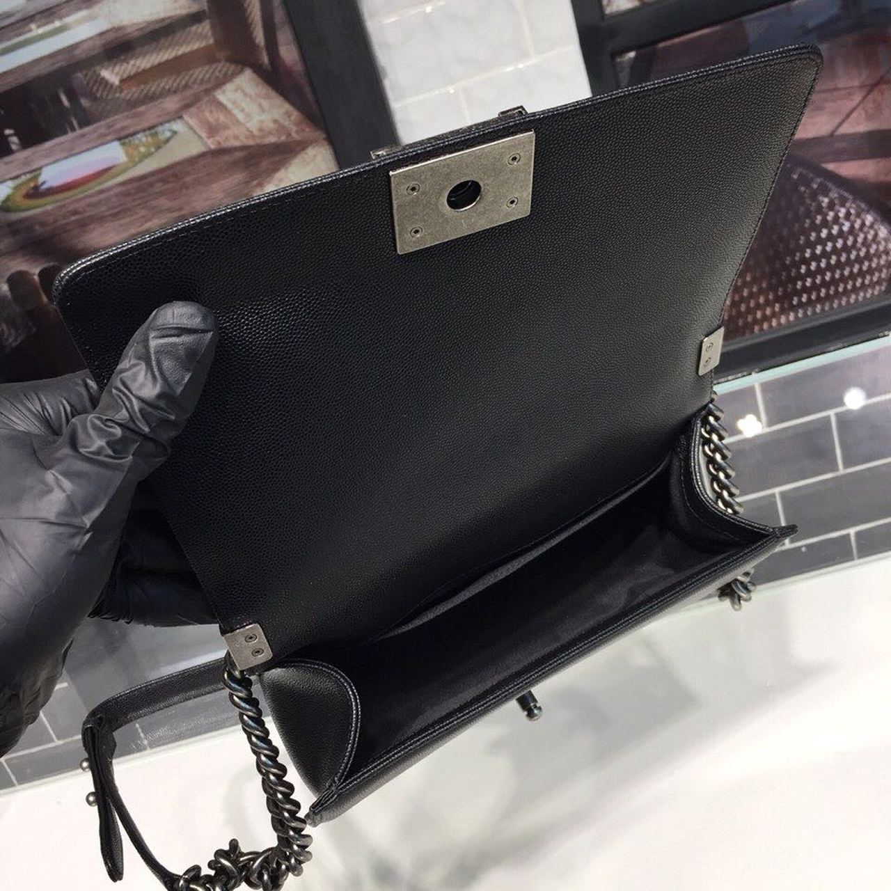 CHL Boy Handbag Silver Hardware Black For Women, Women’s Handbags, Shoulder And Crossbody Bags 9.8in/25cm A67086