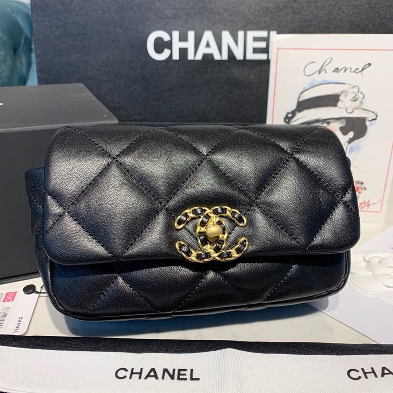 CHL 19 Waist Bag Black For Women, Women’s Bags 7.8in/20cm AS1163