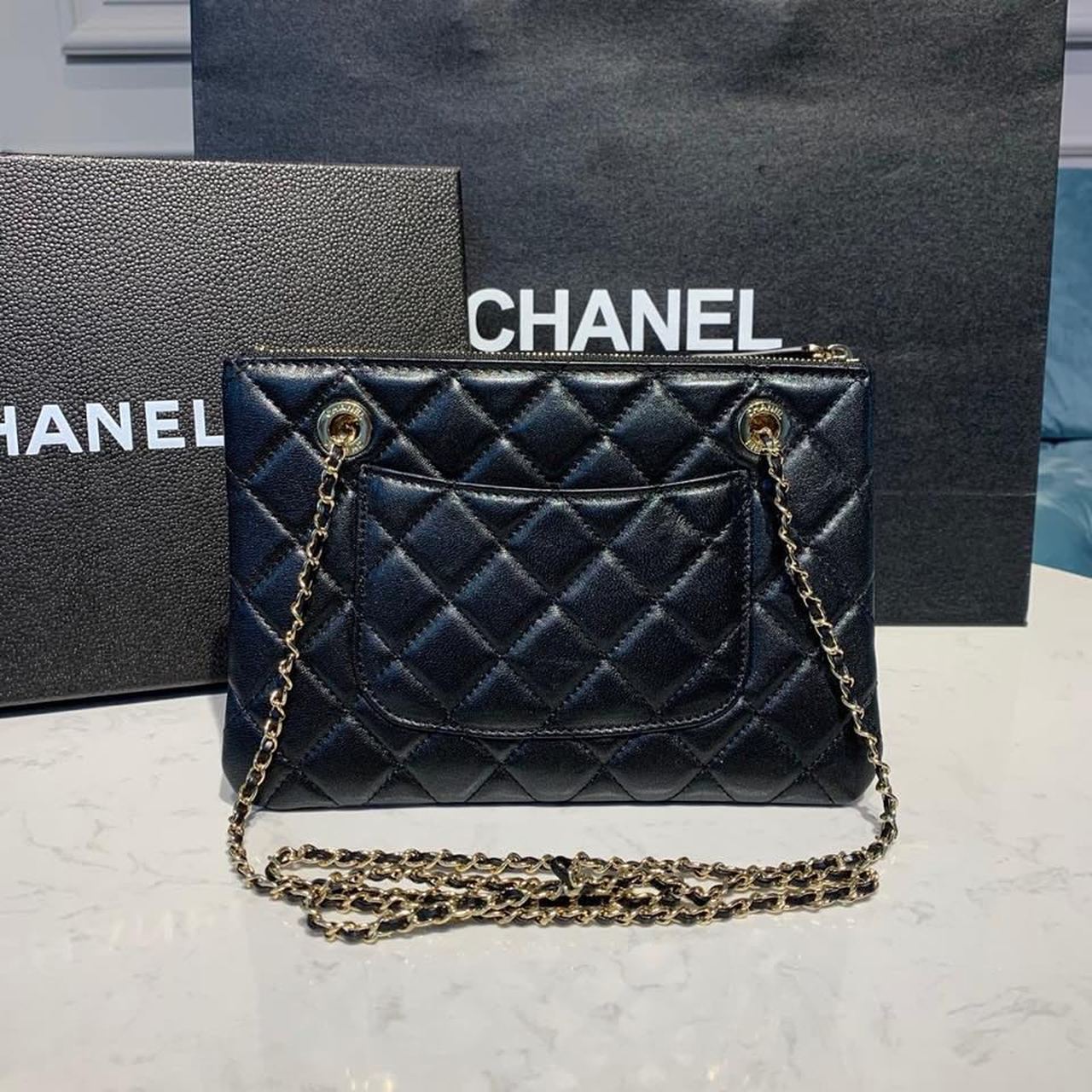 ChanelSmall Double Case Bag With Strap Black For Women, Women’s Bags, Shoulder And Crossbody Bags 9in/23cm AP1074