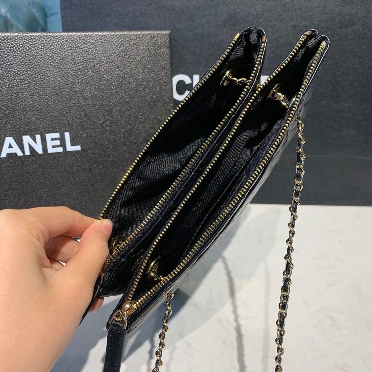 ChanelSmall Double Case Bag With Strap Black For Women, Women’s Bags, Shoulder And Crossbody Bags 9in/23cm AP1074