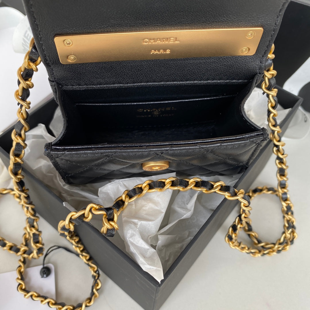 Chanel Clutch With Chain Gold Hardware Black For Women, Women’s Handbags, Shoulder Bags 5.7in/14.5cm AP2945