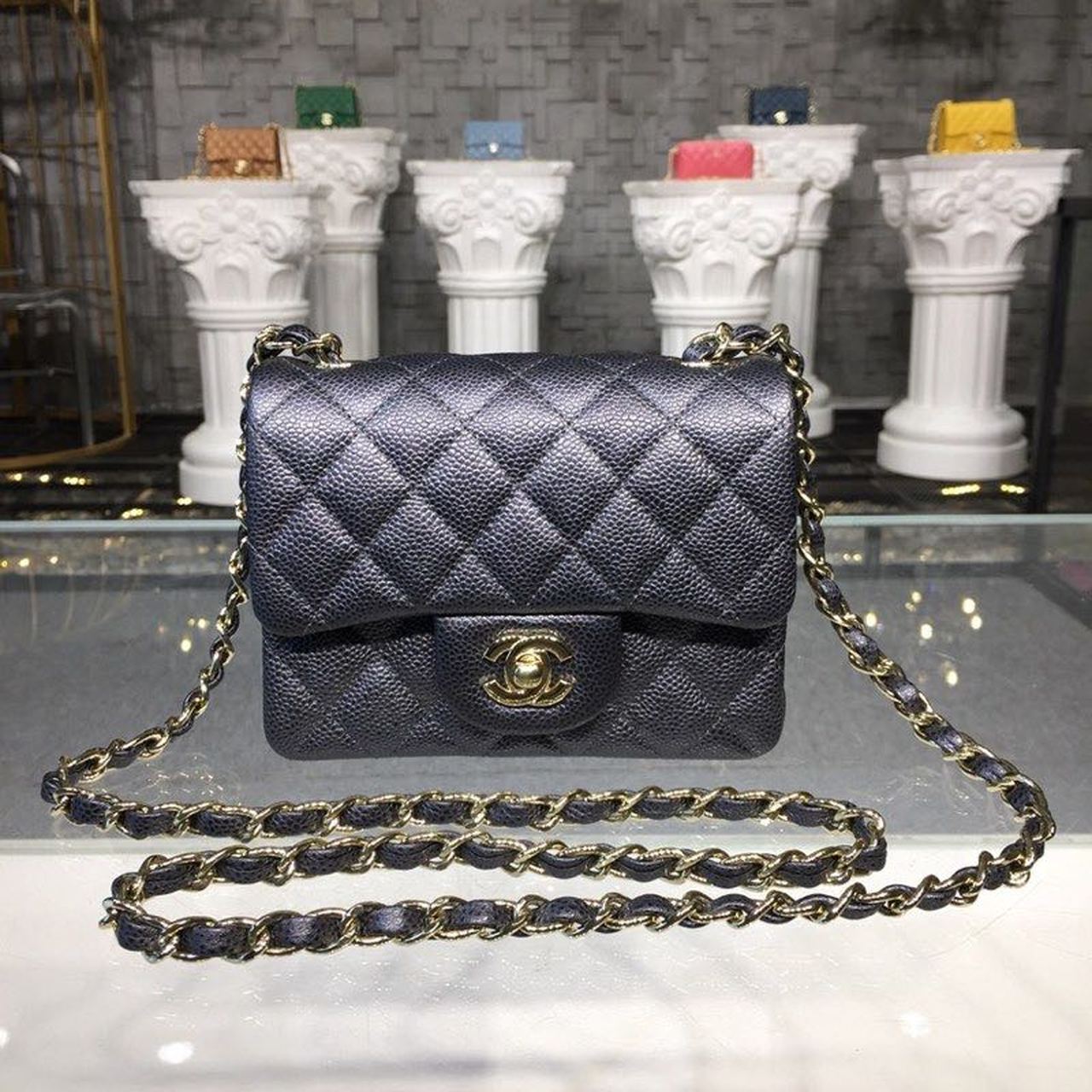 ChanelMini Flap Bag Caviar Black For Women, Women’s Bags, Shoulder And Crossbody Bags 6.7in/17cm A35200