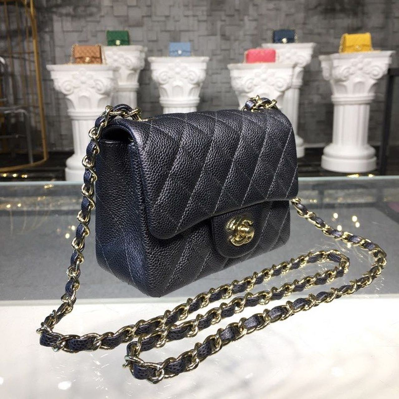 ChanelMini Flap Bag Caviar Black For Women, Women’s Bags, Shoulder And Crossbody Bags 6.7in/17cm A35200