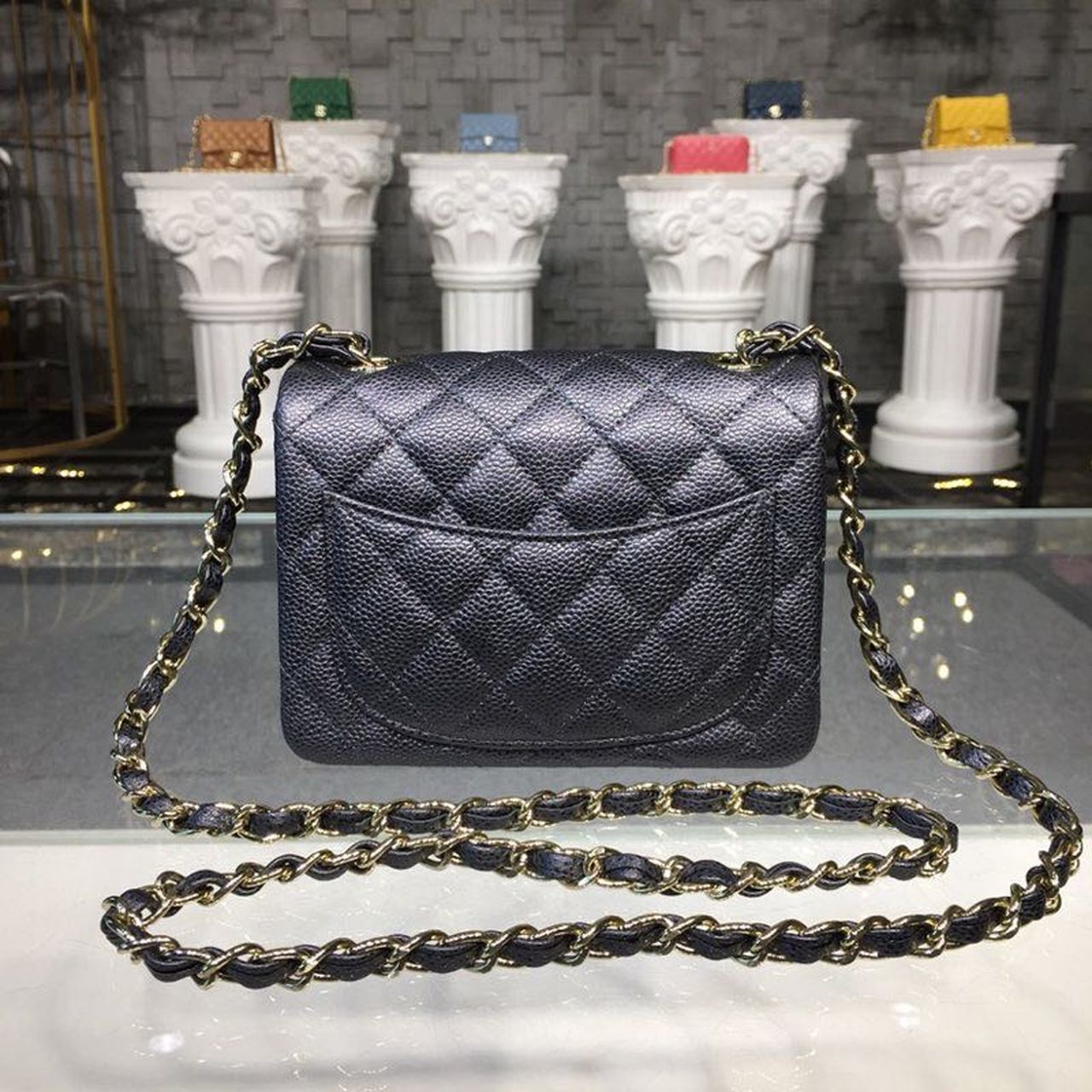 ChanelMini Flap Bag Caviar Black For Women, Women’s Bags, Shoulder And Crossbody Bags 6.7in/17cm A35200