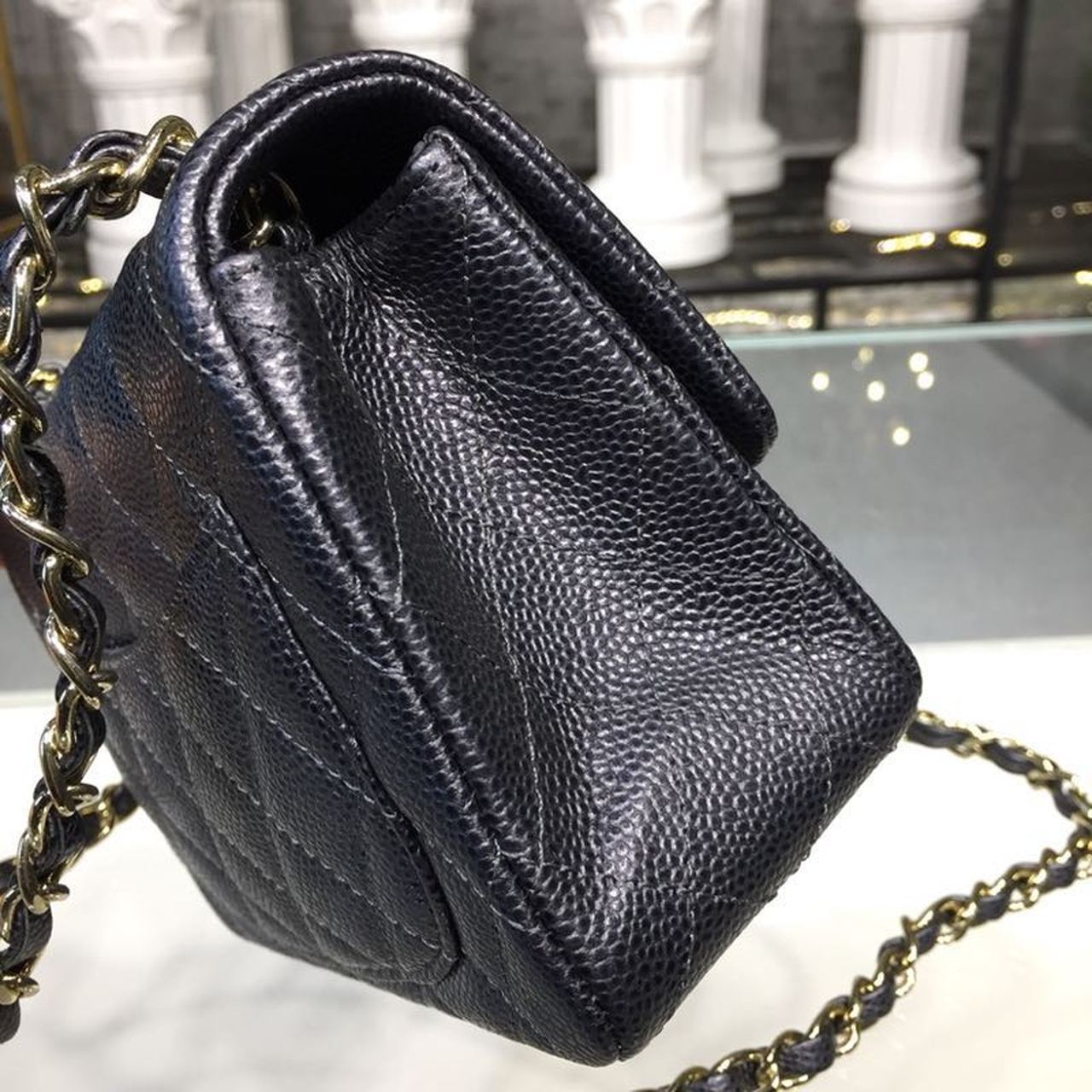 ChanelMini Flap Bag Caviar Black For Women, Women’s Bags, Shoulder And Crossbody Bags 6.7in/17cm A35200