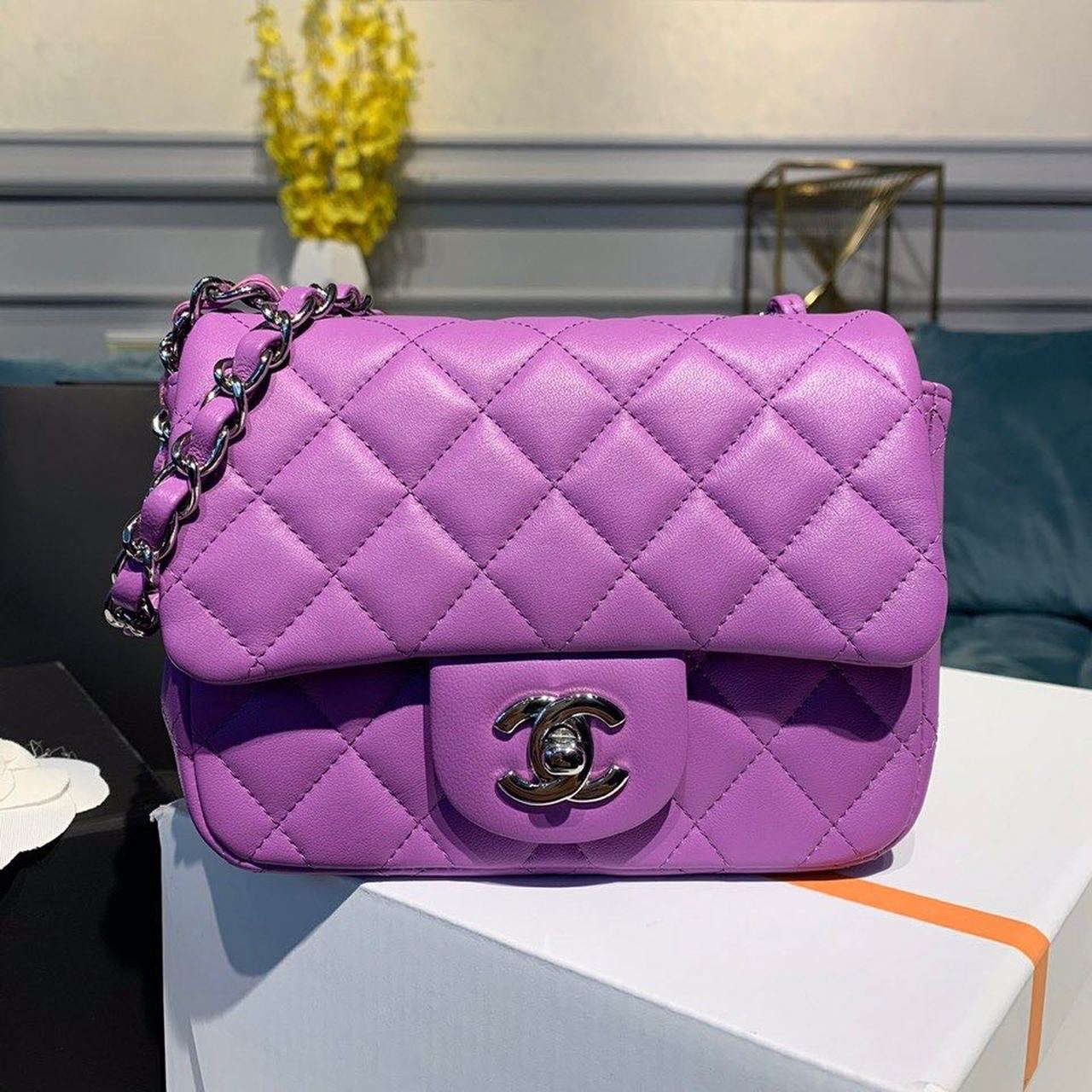 ChanelMini Flap Bag Purple For Women, Women’s Bags, Shoulder And Crossbody Bags 6.7in/17cm A35200