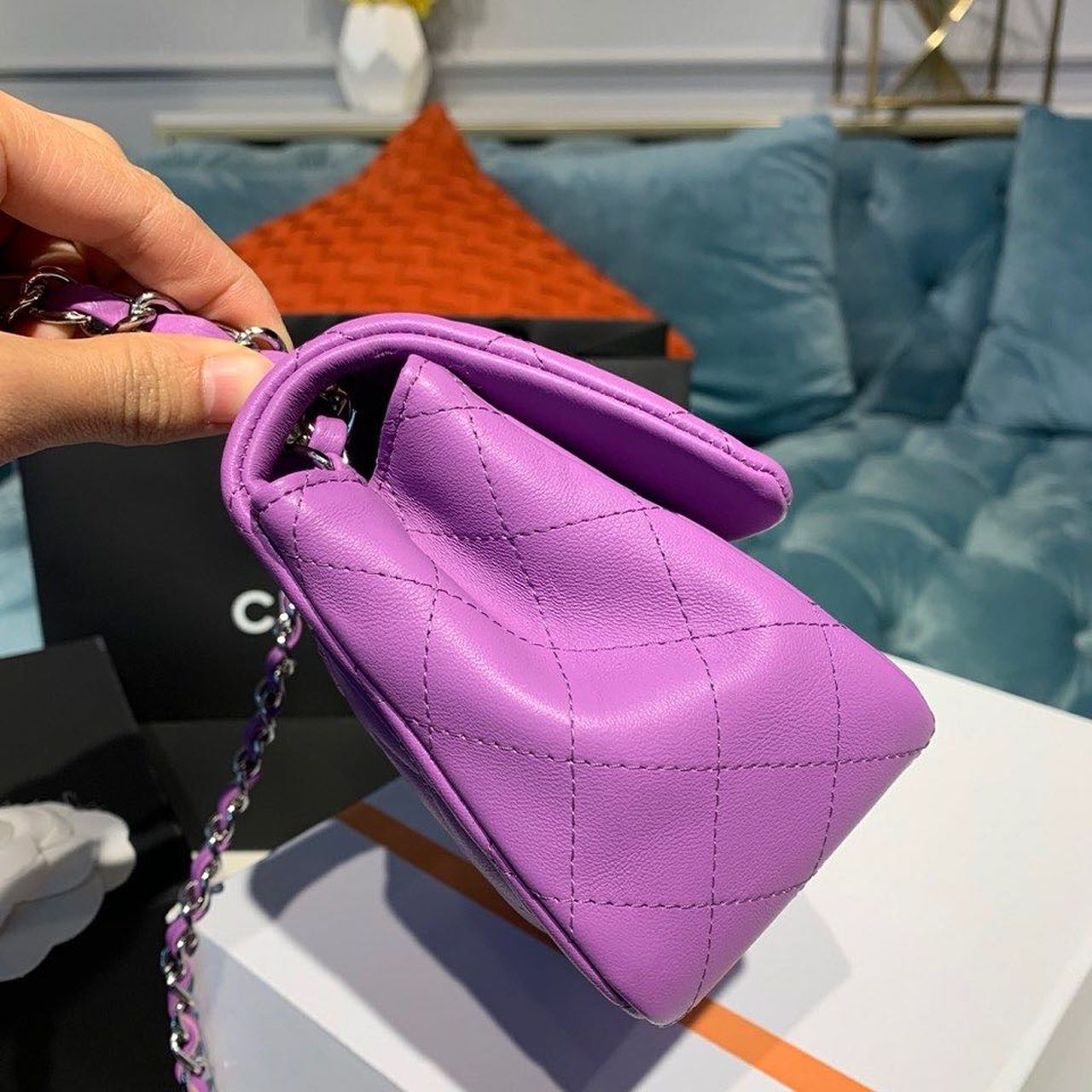 ChanelMini Flap Bag Purple For Women, Women’s Bags, Shoulder And Crossbody Bags 6.7in/17cm A35200
