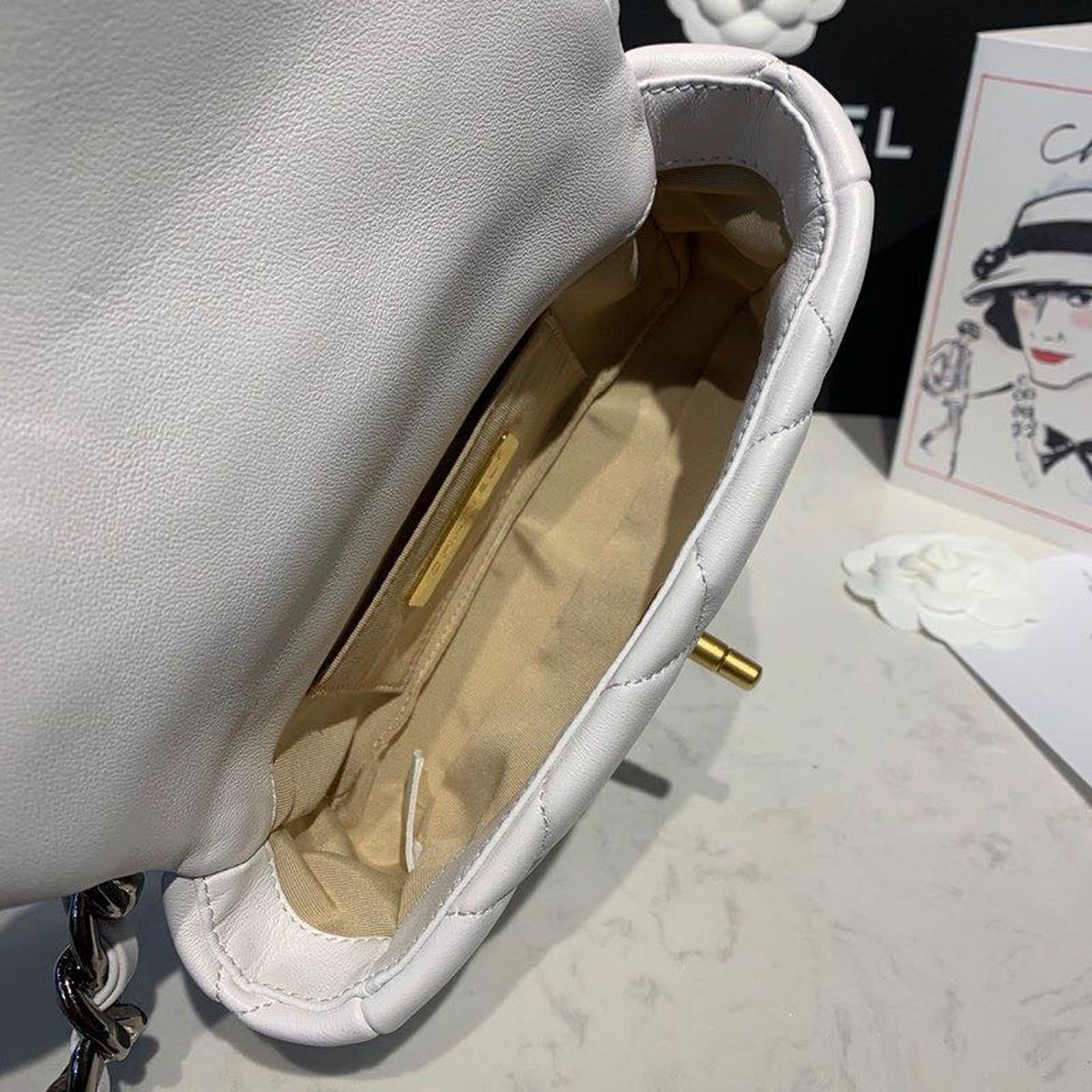 CHL 19 Waist Bag White For Women, Women’s Bags 7.8in/20cm AS1163
