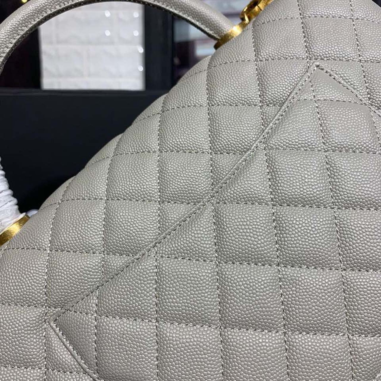 ChanelLarge Flap Bag With Top Handle Grey For Women, Women’s Handbags, Shoulder And Crossbody Bags 11in/28cm A92991