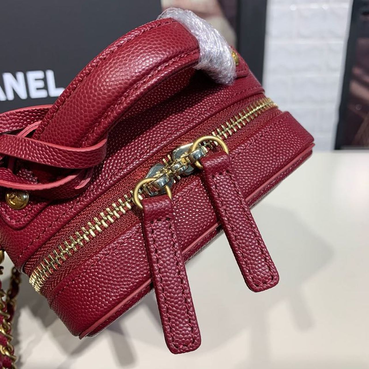 Chanel Filigree Vertical Vanity Case Bag Burgundy For Women, Women’s Handbags, Shoulder And Crossbody Bags 6.7in/17cm
